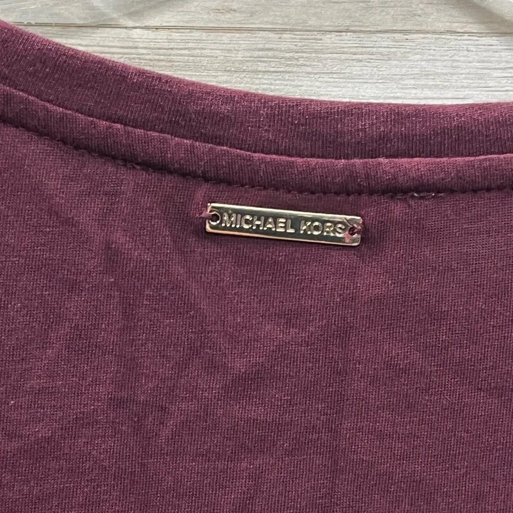 Michael Kors Burgundy Velvet Lace Flutter Sleeve Top